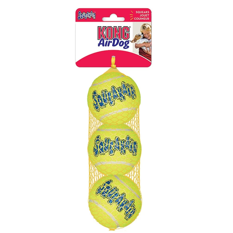 PetSmart KONG AirDog Squeaker Tennis Ball Dog Toy - 3 Pack for Interactive Play