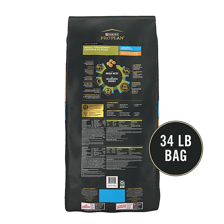 Purina Pro Plan Large Breed Adult Dry Dog Food - Weight Management, Chicken & Rice Formula | PetSmart