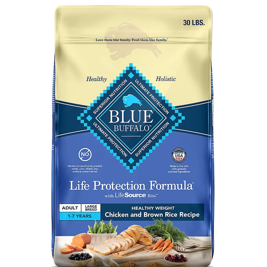 PetSmart Blue Buffalo Life Protection Formula Large Breed Adult Dry Dog Food - Natural Chicken & Brown Rice Recipe, High Protein, 30lb Bag