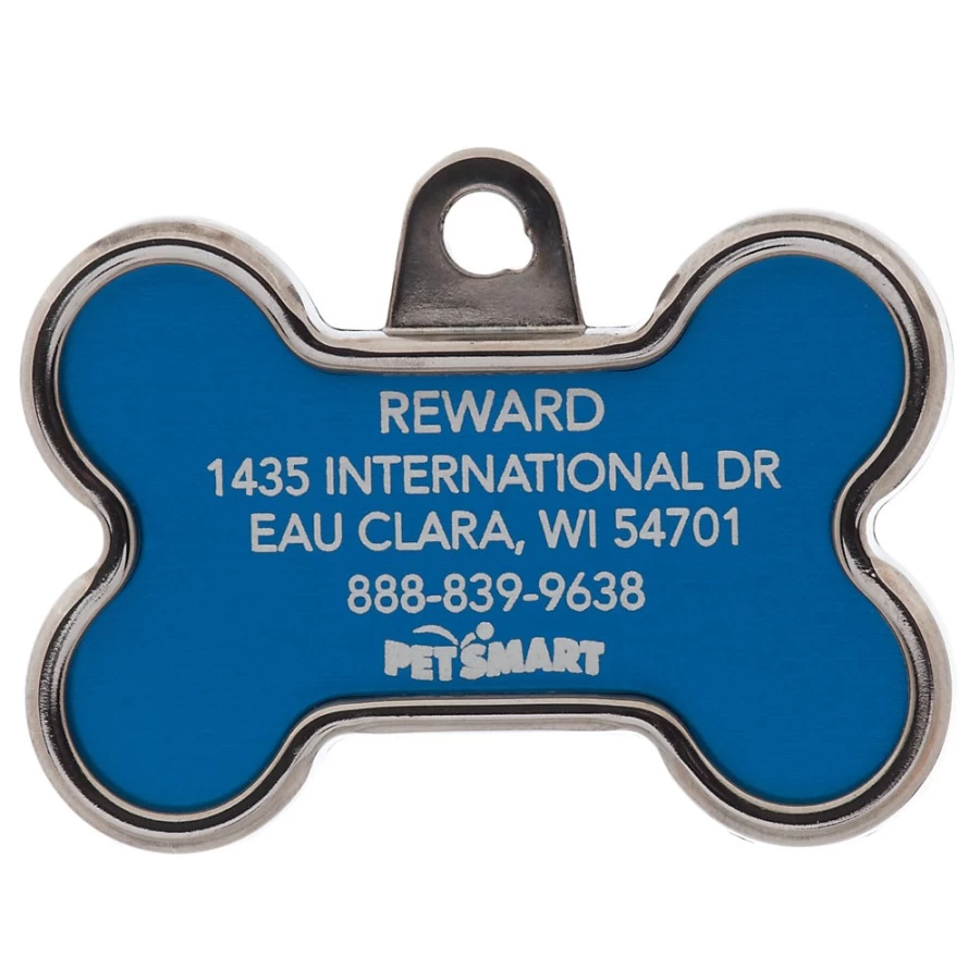 PetSmart Personalized Chrome Bone Pet ID Tag - Elegant Custom Pet Tag for Dogs & Cats