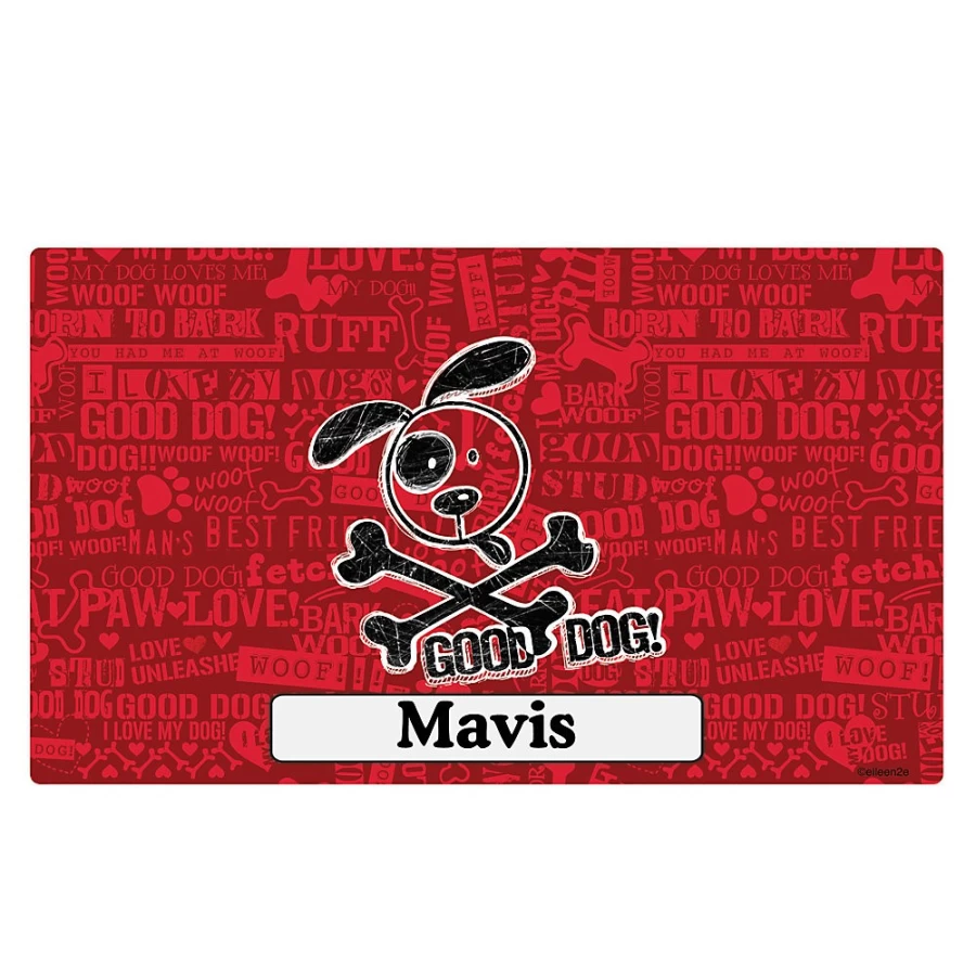 "PetSmart Drymate Crossbones Personalized Dog Placemat – Customizable Pet Feeding Mat"