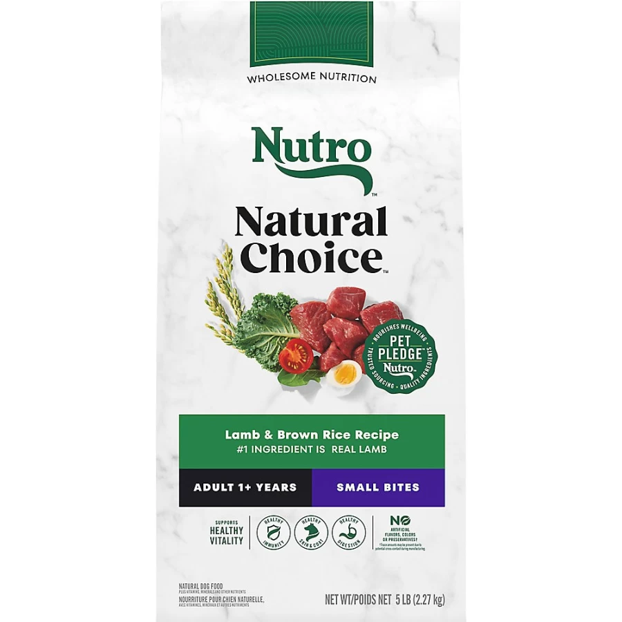 PetSmart Nutro Natural Choice Small Bites Adult Dry Dog Food - Non-GMO Lamb & Brown Rice Recipe for Small Breeds