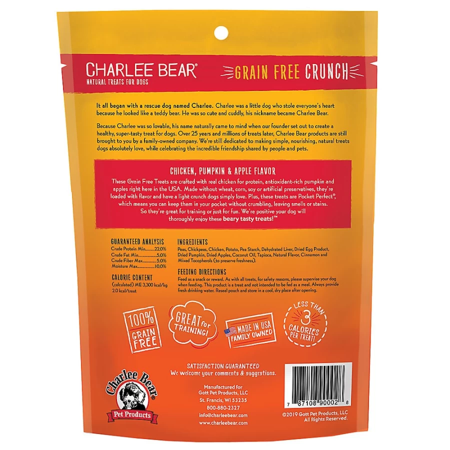 "PetSmart Charlee Bear Grain-Free Dog Treats - Chicken, Pumpkin & Apple Flavor - Natural Crunchy Snacks"