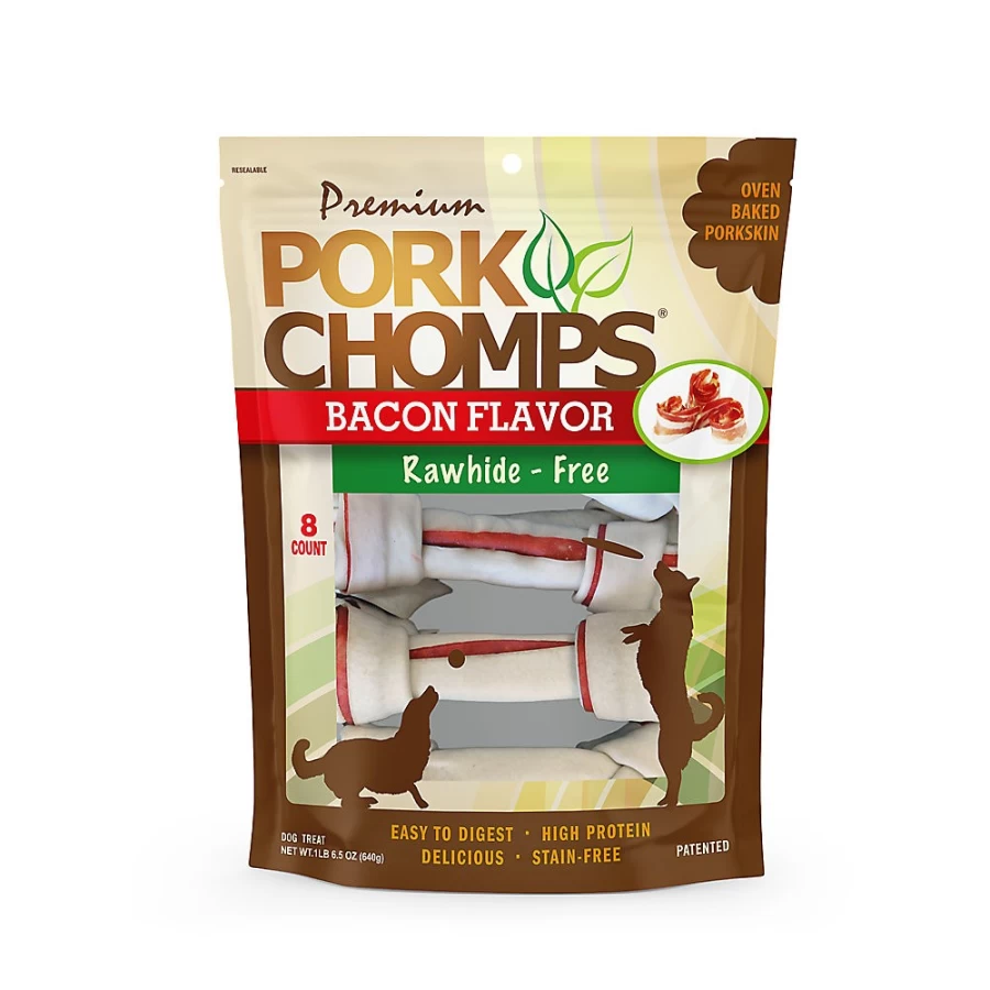 PetSmart Bacon Flavor Rawhide-Free Pork Chomps Dog Treats for Chewing & Dental Health