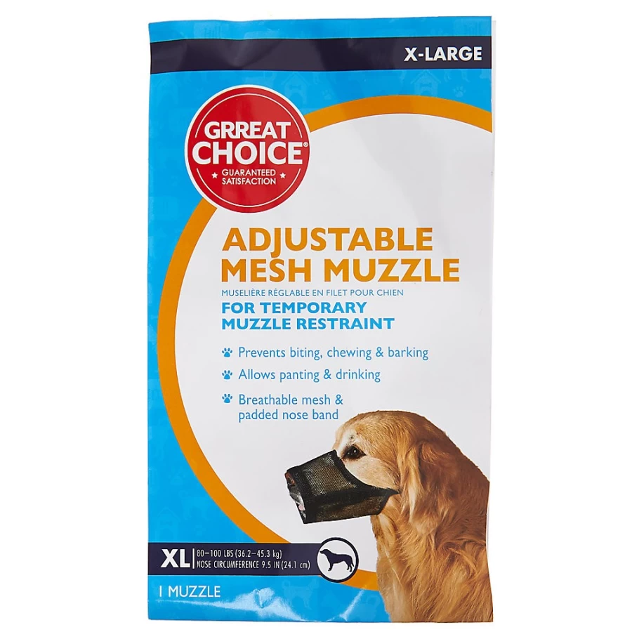 PetSmart Adjustable Mesh Dog Muzzle - Breathable Comfort Fit for Safe and Secure Training