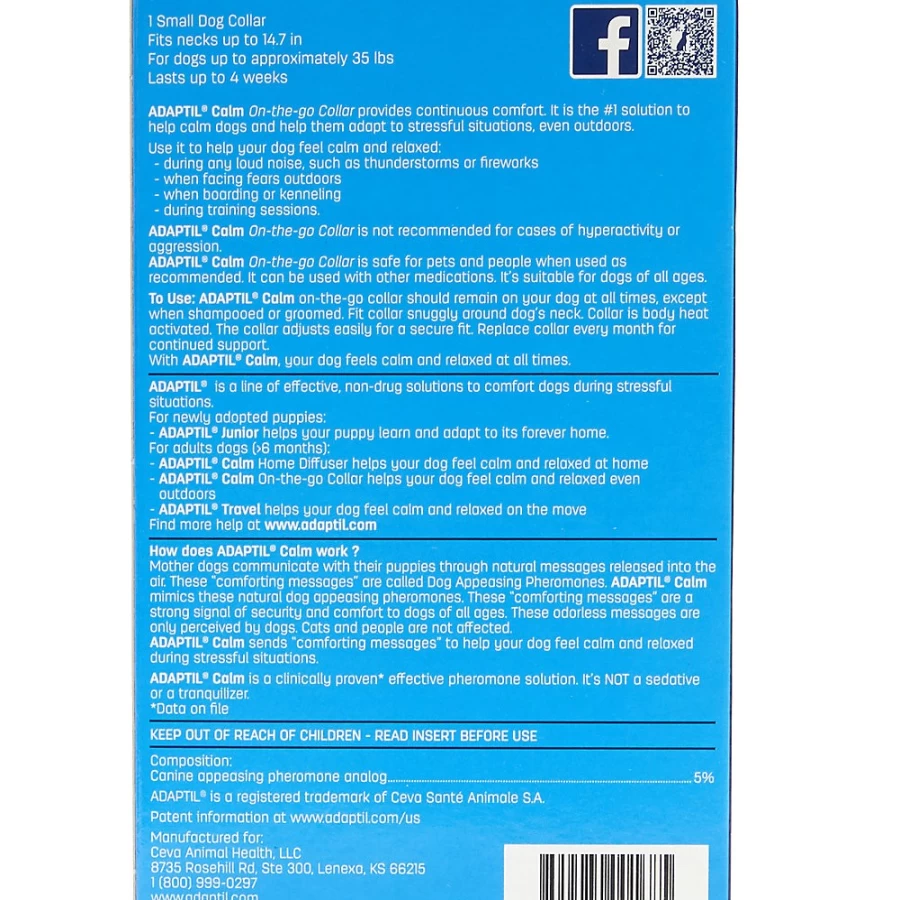 Adaptil Calm On-the-Go Dog Collar by PetSmart – Anxiety Relief for Dogs, Pheromone-Infused Calming Collar