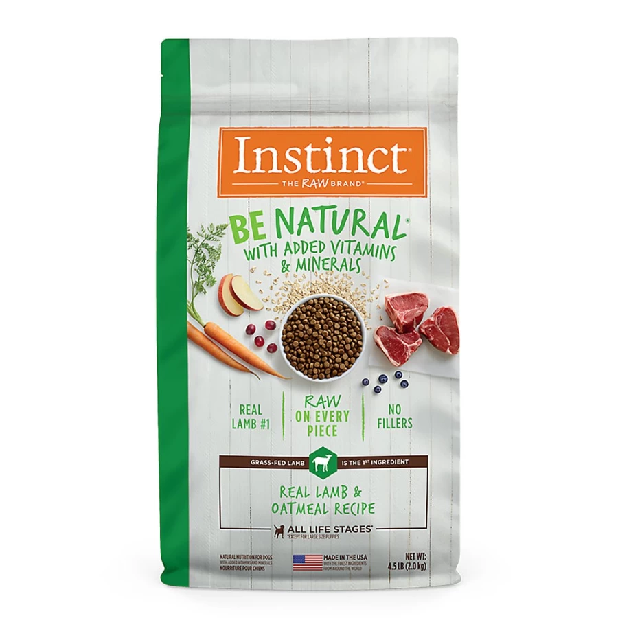 "PetSmart Instinct Be Natural All Life Stage Dry Dog Food - Natural Raw Lamb & Oatmeal Recipe for Dogs"