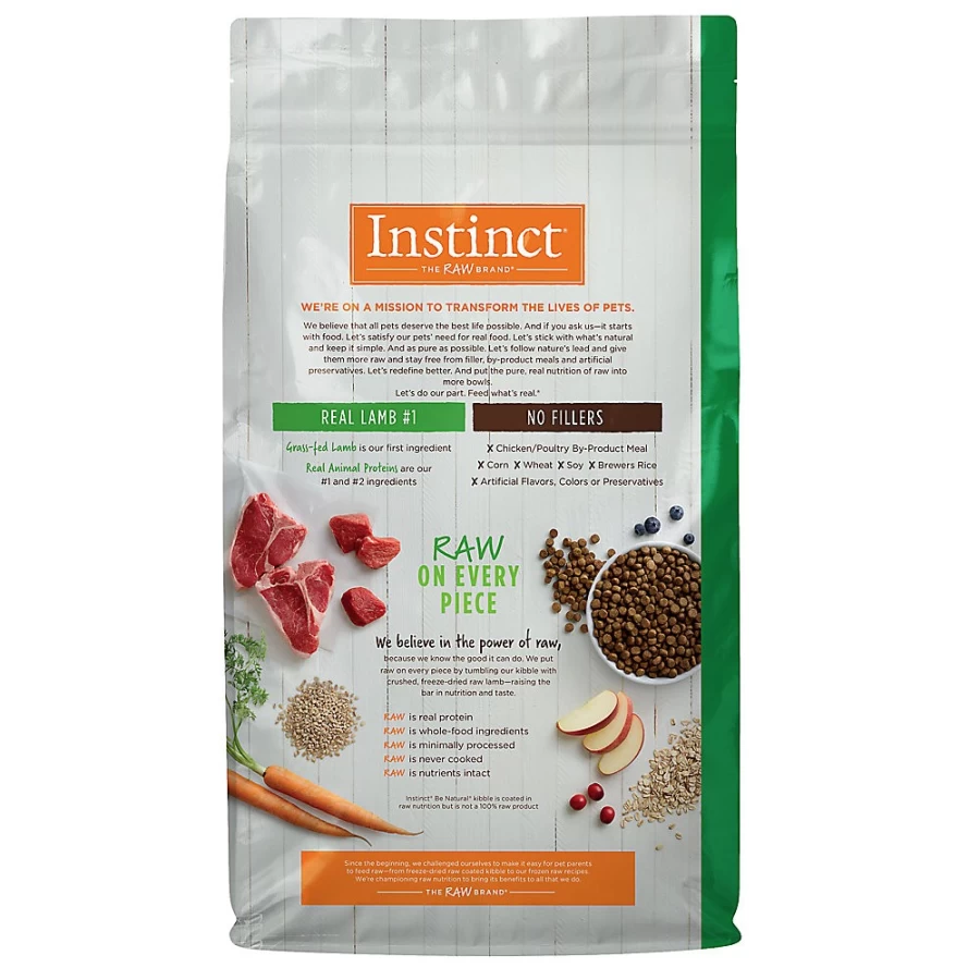 "PetSmart Instinct Be Natural All Life Stage Dry Dog Food - Natural Raw Lamb & Oatmeal Recipe for Dogs"