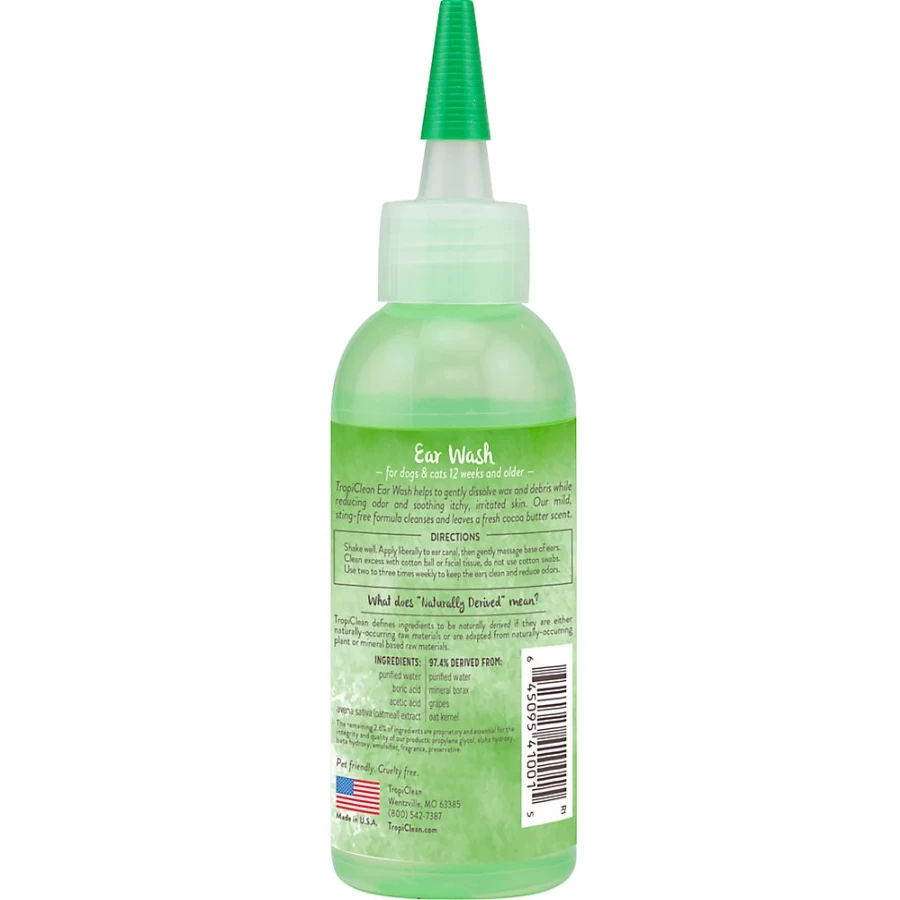 "PetSmart TropiClean Alcohol-Free Dog & Cat Ear Wash – Gentle Cleaning Solution"