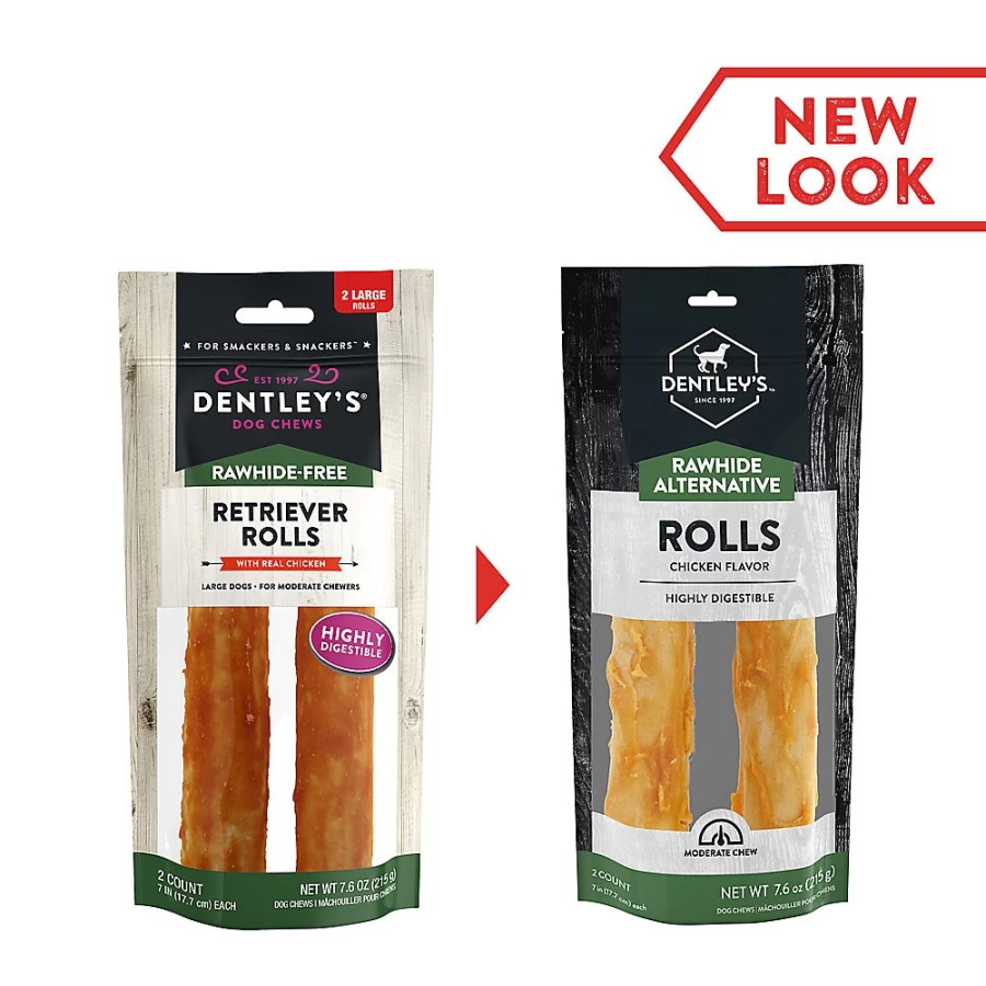 PetSmart Dentley's 7-Inch Chicken Roll Dog Chew - Natural Rawhide-Free Treat, 2-Pack for Medium/Large Dogs