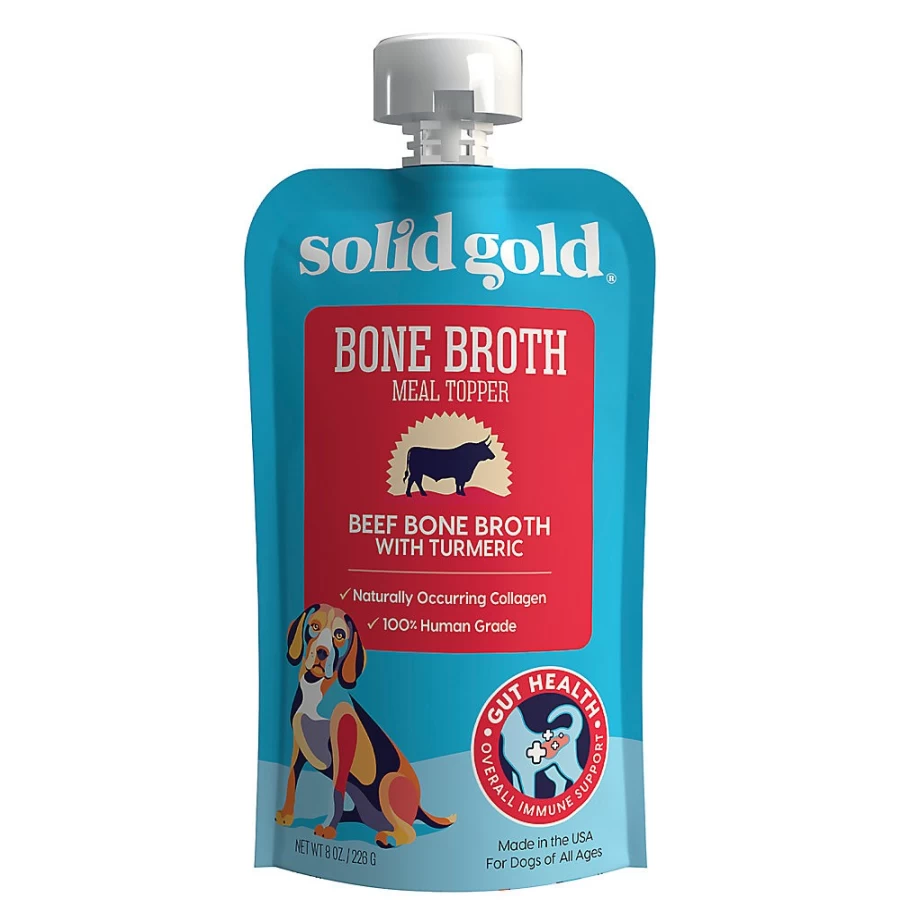 "PetSmart Grain-Free Solid Gold Bone Broth Toppers for Adult Dogs – Premium Dog Food Supplement"