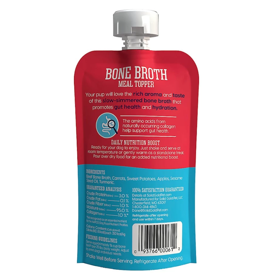 "PetSmart Grain-Free Solid Gold Bone Broth Toppers for Adult Dogs – Premium Dog Food Supplement"