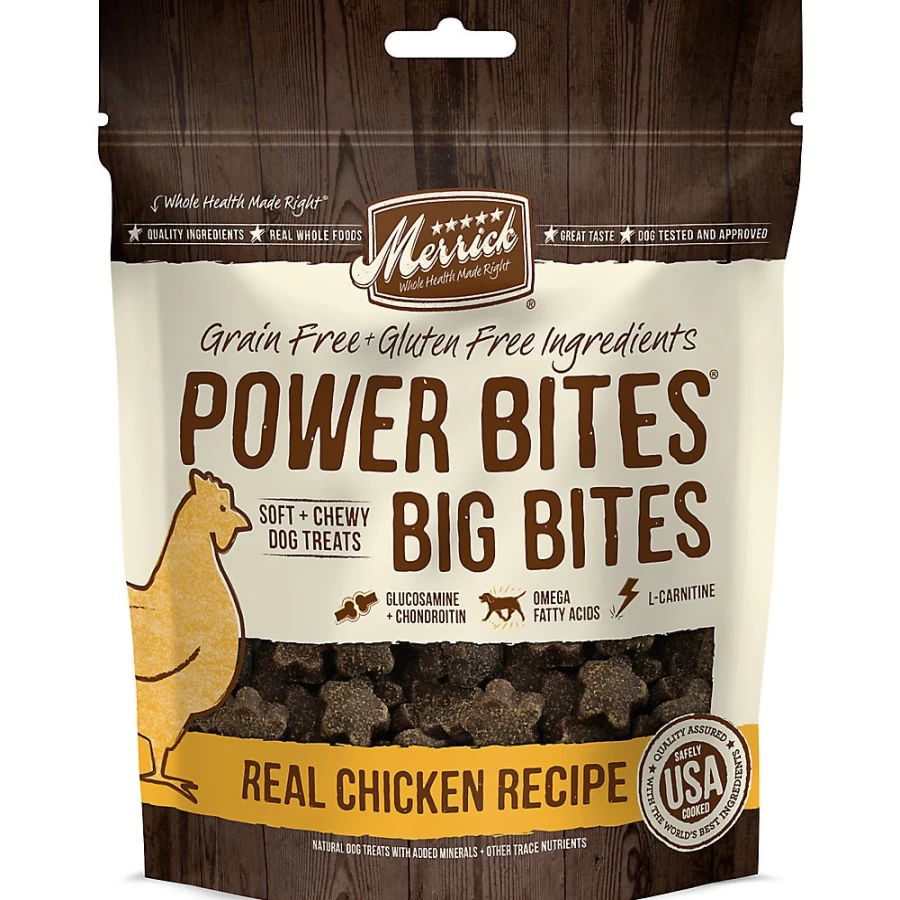 Merrick Grain Free Power Bites Adult Dog Treats - Chicken Recipe, Gluten Free & Corn Free Healthy Snacks by PetSmart
