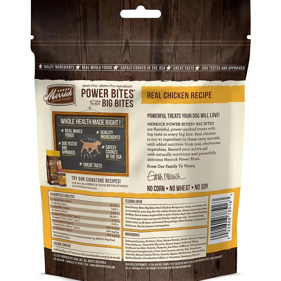 Merrick Grain Free Power Bites Adult Dog Treats - Chicken Recipe, Gluten Free & Corn Free Healthy Snacks by PetSmart