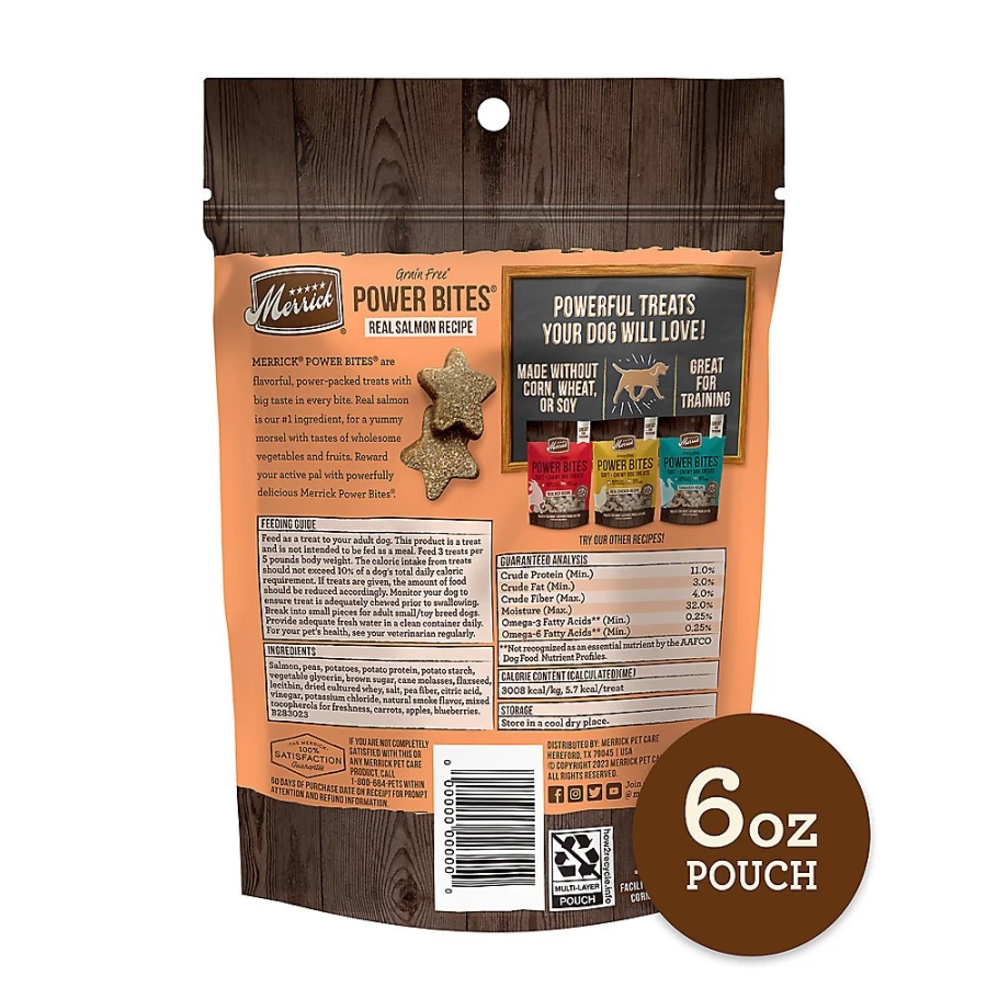 Merrick Grain Free Salmon Power Bites Dog Treats for Adult Dogs - Natural, Gluten Free Training Snacks by PetSmart