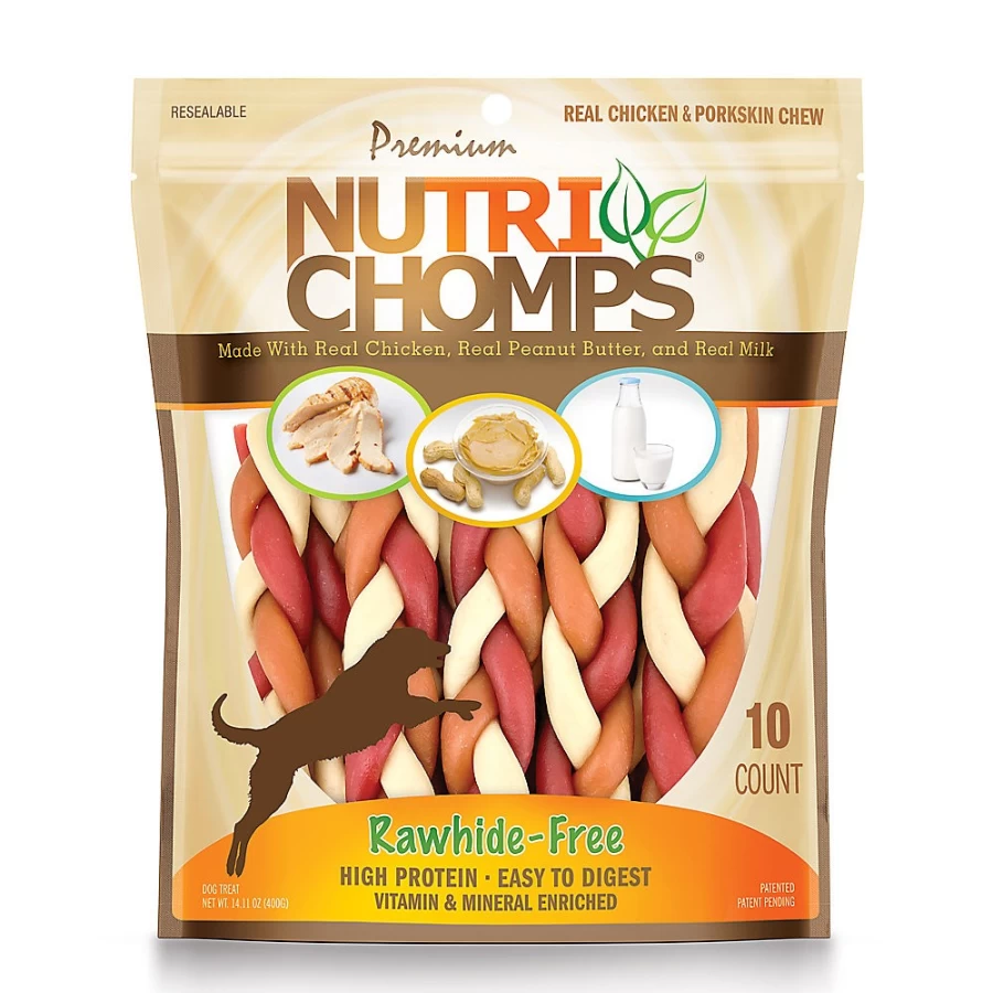 PetSmart Nutri Chomps Rawhide-Free Braided Dog Treats, Healthy Chews for Dogs, 10-Pack