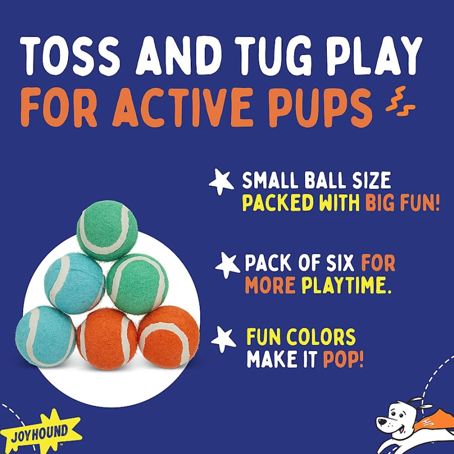 PetSmart Joyhound Game On 6-Pack Durable Tennis Ball Dog Toys for Fetch and Play