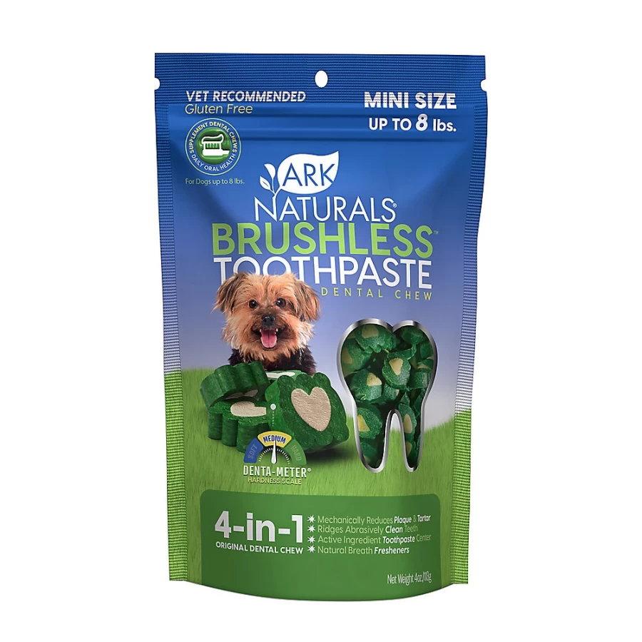PetSmart Ark Naturals 4-in-1 Dental Chews for Dogs - Brushless Toothpaste Alternative, Mini Dental Treats, 8 lb Bag