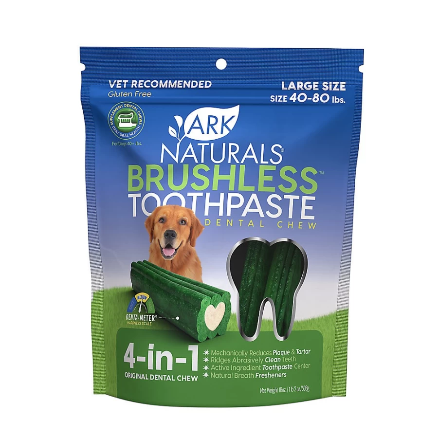 PetSmart Ark Naturals 4-in-1 Dental Chews for Large Dogs Over 40 lbs - Brushless Toothpaste Dog Treats