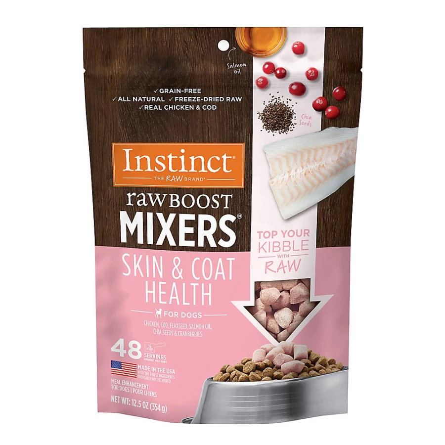 "PetSmart Instinct Raw Boost Mixers Grain Free Freeze-Dried Dog Food Topper for All Life Stages - Skin & Coat Support"