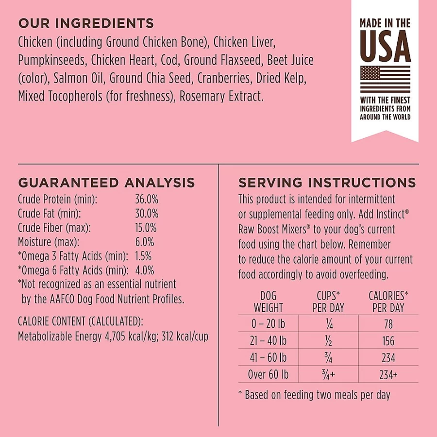 "PetSmart Instinct Raw Boost Mixers Grain Free Freeze-Dried Dog Food Topper for All Life Stages - Skin & Coat Support"