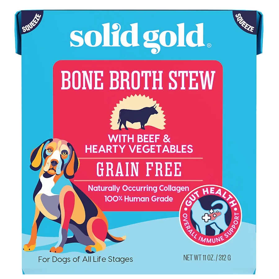 "PetSmart Solid Gold Grain-Free Beef & Vegetable Bone Broth Stew Dog Food Topper for All Life Stages"