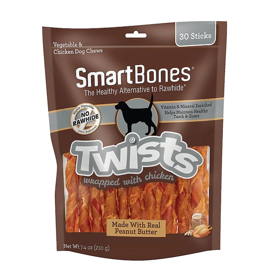 PetSmart SmartBones Peanut Butter Chicken Wrapped Twists Dog Treats for Healthy Chewing