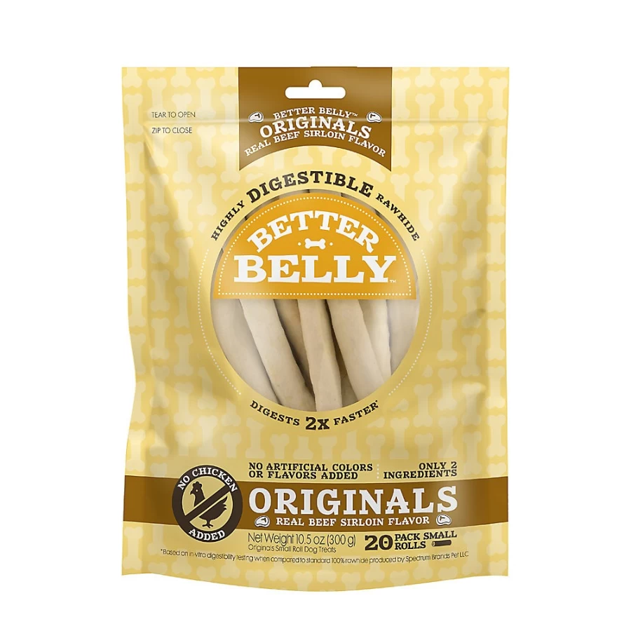 PetSmart Better Belly Originals Rawhide Small Dog Treats - Real Beef Sirloin Chews for Puppies & Adult Dogs