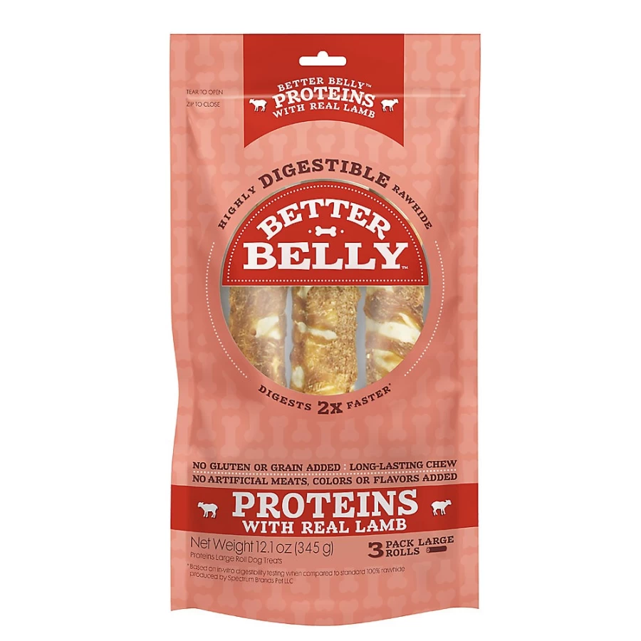 PetSmart Better Belly Proteins Rawhide Large Dog Treats - Natural Lamb Flavor for Dental Health