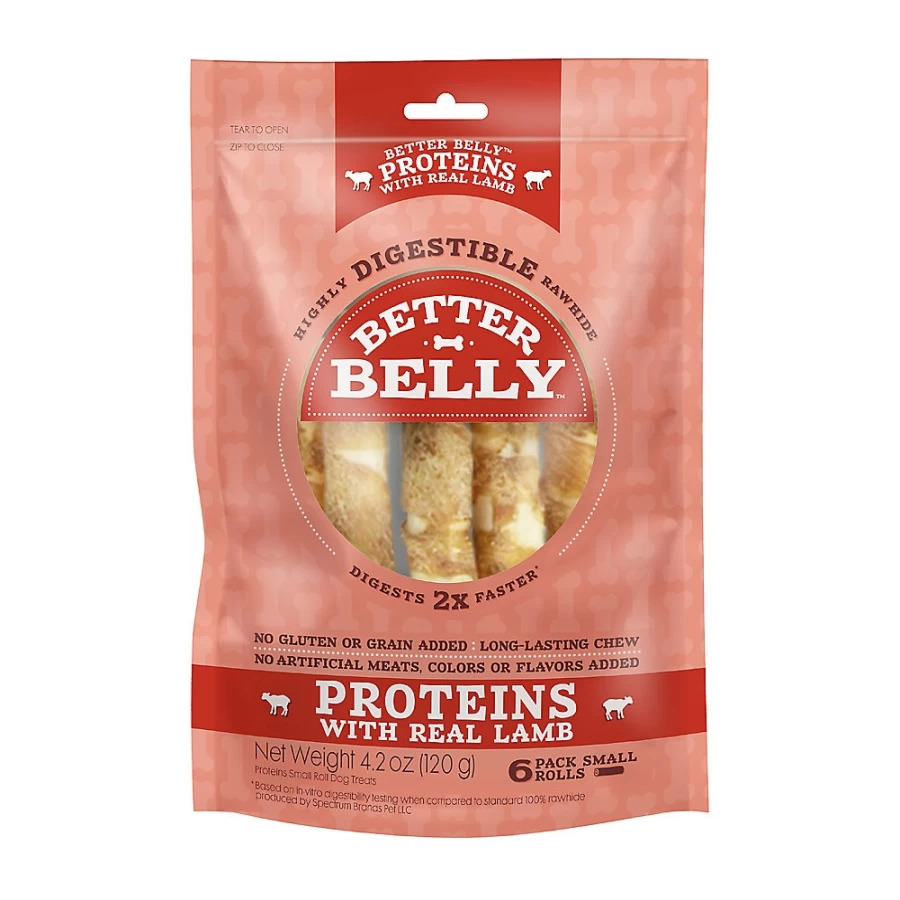 PetSmart Better Belly Proteins Rawhide Dog Treats for Small Breeds - Natural Lamb Flavor, Digestible Chews
