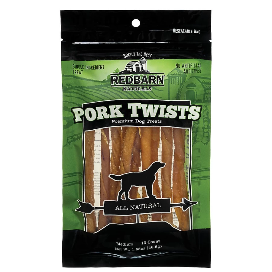 PetSmart Redbarn Natural Pork Twists Dog Chews - 10 Count, Grain-Free Treats for Medium & Large Breeds