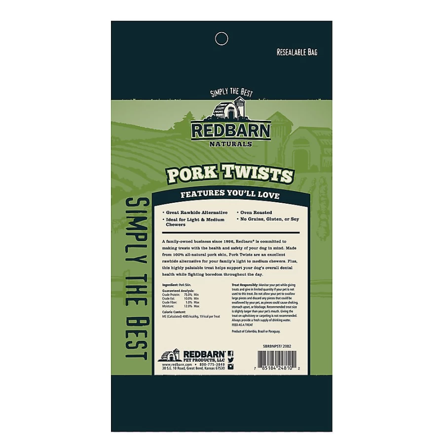 PetSmart Redbarn Natural Pork Twists Dog Chews - 10 Count, Grain-Free Treats for Medium & Large Breeds