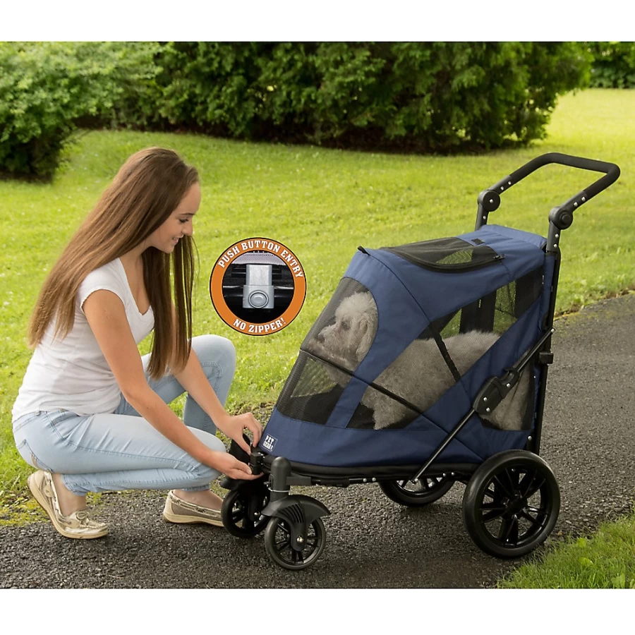 PetSmart No-Zip Excursion Pet Stroller for Dogs & Cats - Easy-Fold Lightweight Pet Stroller with Storage Basket