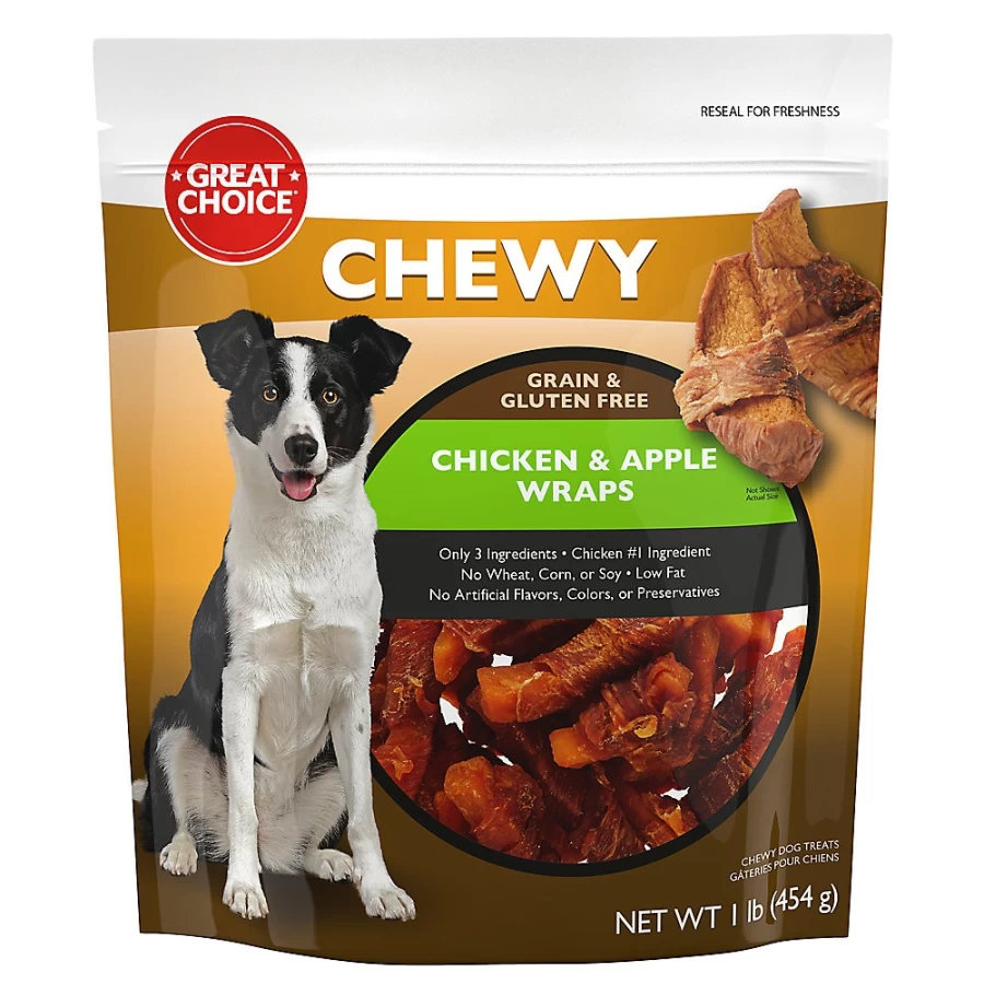 PetSmart Apple & Chicken Flavored Dog Wrapped Treats - 16oz, Grain-Free Soft Bites for Dogs