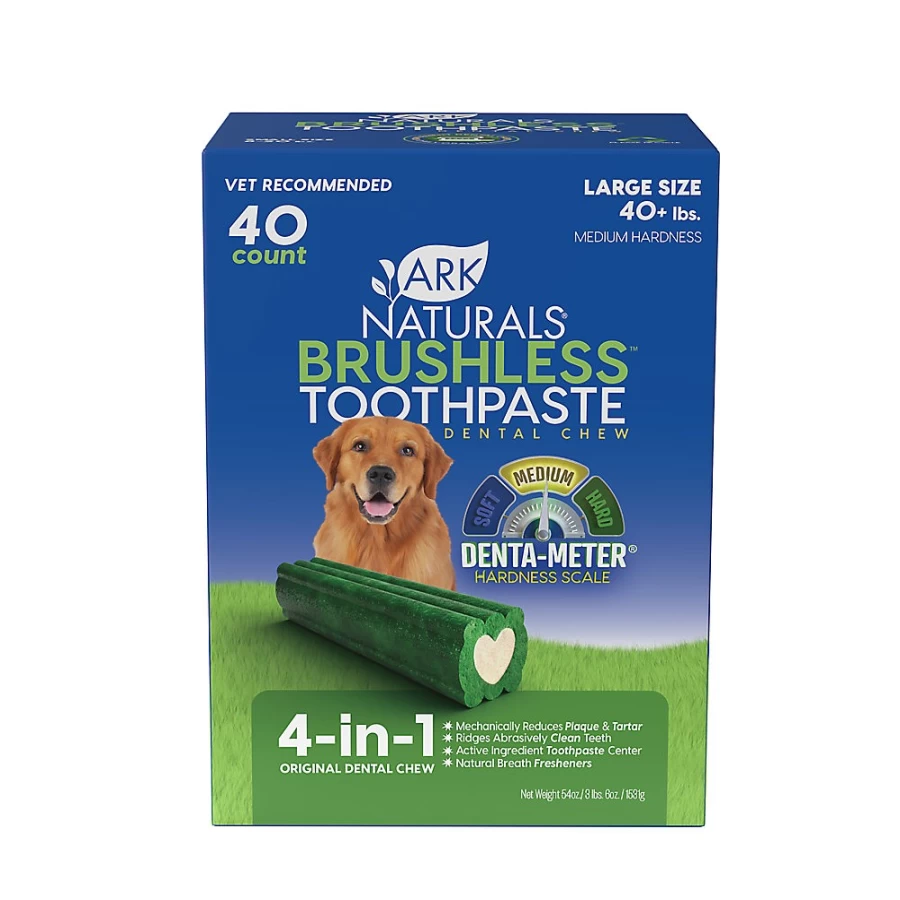 PetSmart Ark Naturals 4-in-1 Dental Chews for Large Dogs - 40 Count Brushless Toothpaste Treats