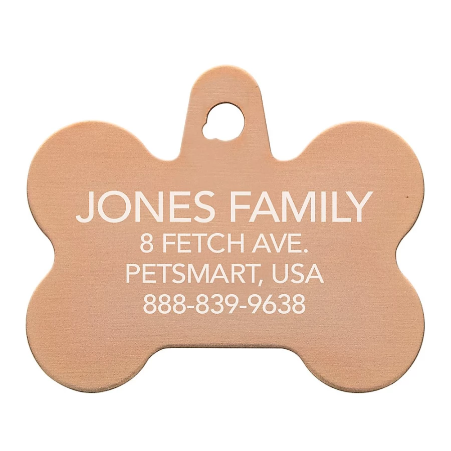 Personalized Pet ID Tag with Rose Gold Bone & Crystal Charm - PetSmart Exclusive