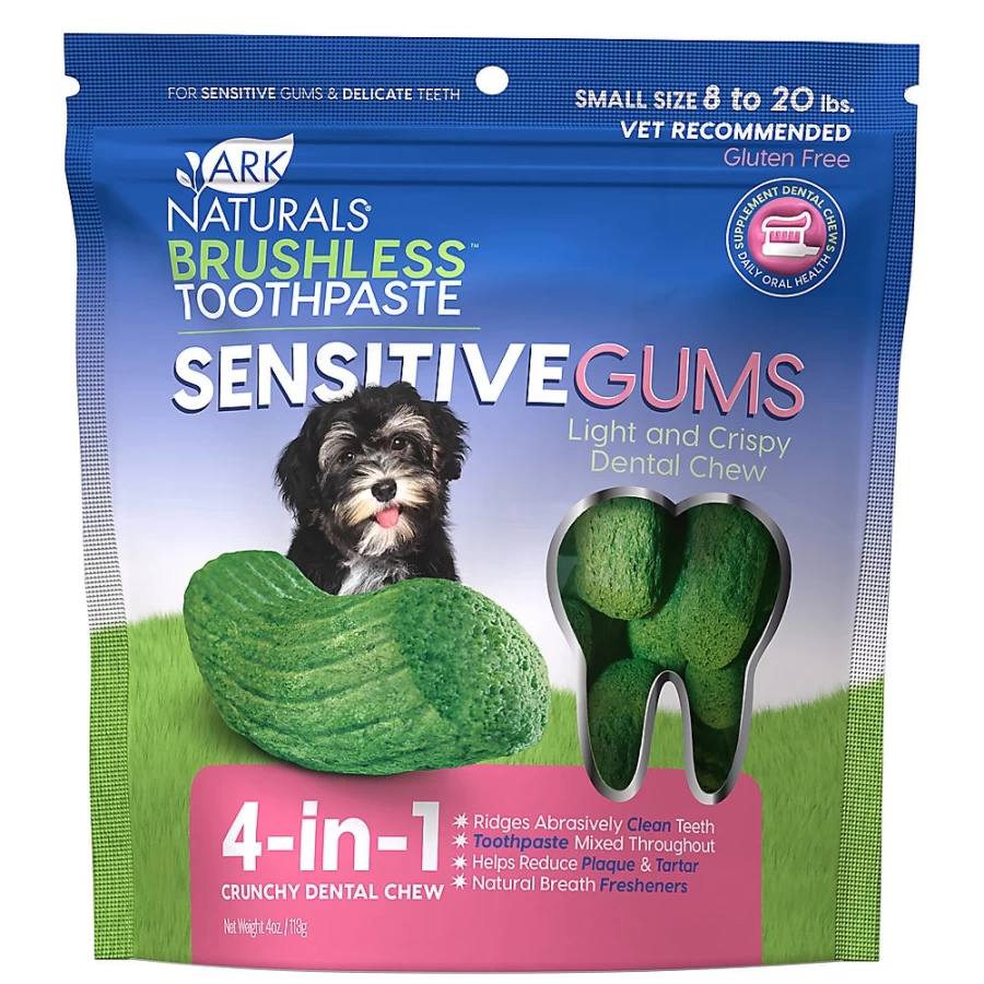 PetSmart Ark Naturals 4-in-1 Brushless Toothpaste Dental Chews for Small Dogs with Sensitive Gums