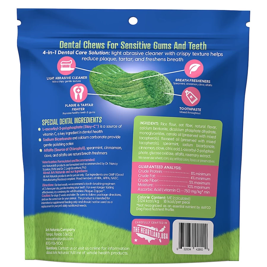 PetSmart Ark Naturals 4-in-1 Brushless Toothpaste Dental Chews for Small Dogs with Sensitive Gums