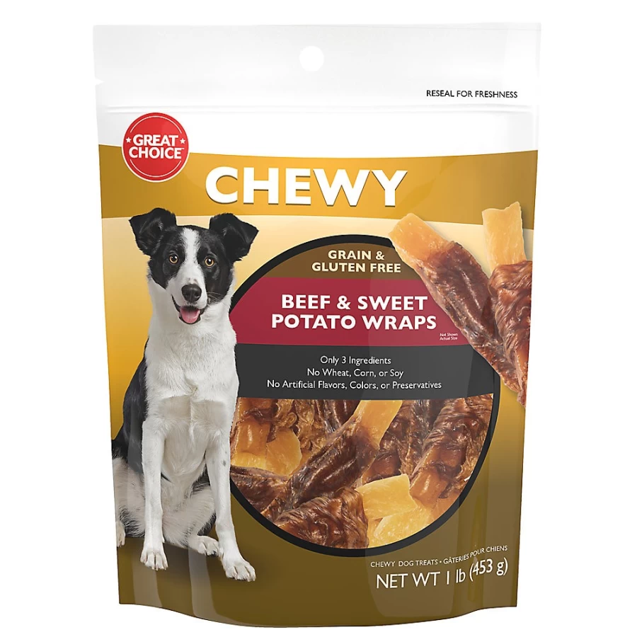 PetSmart Great Choice Beef & Sweet Potato Wrapped Dog Treats, 16 Oz. – Healthy Chewy Snacks for Dogs