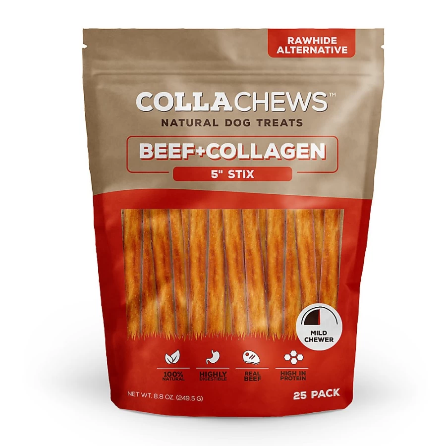 PetSmart Beef & Collagen Dog Treats - Rawhide-Free Chews, 5-Inch Sticks, 25 Count