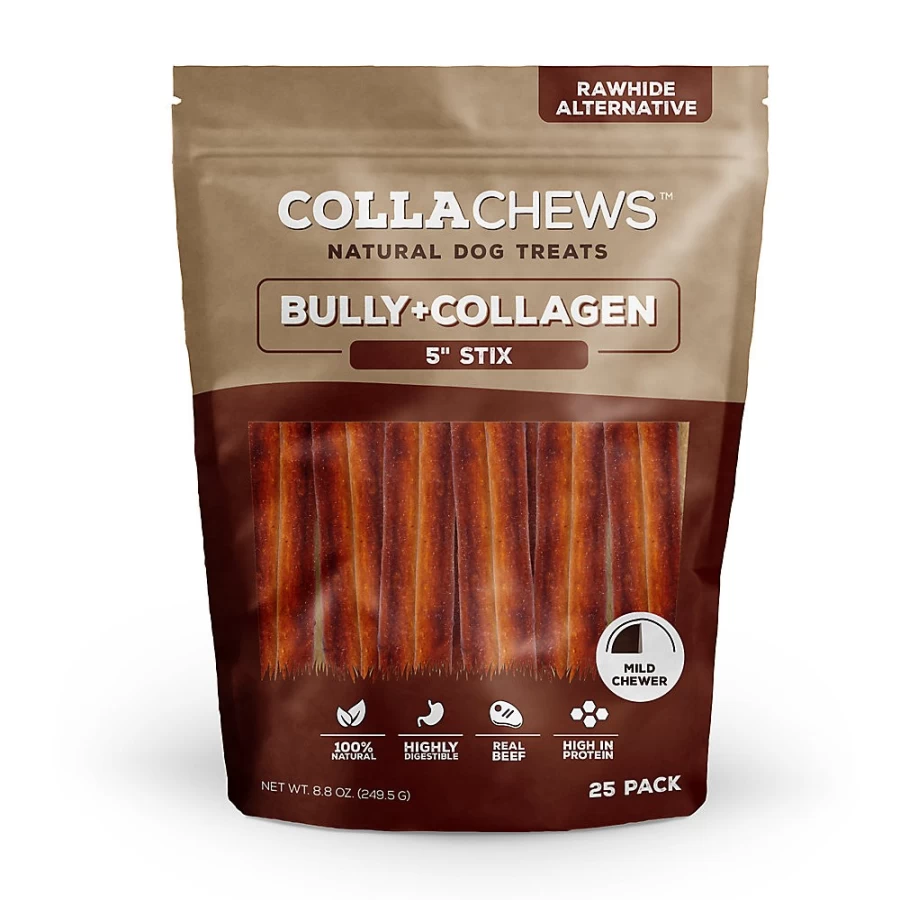 PetSmart Beef & Collagen Dog Treats - Rawhide-Free Bully Sticks, 25 Count, Healthy Chews for Dogs