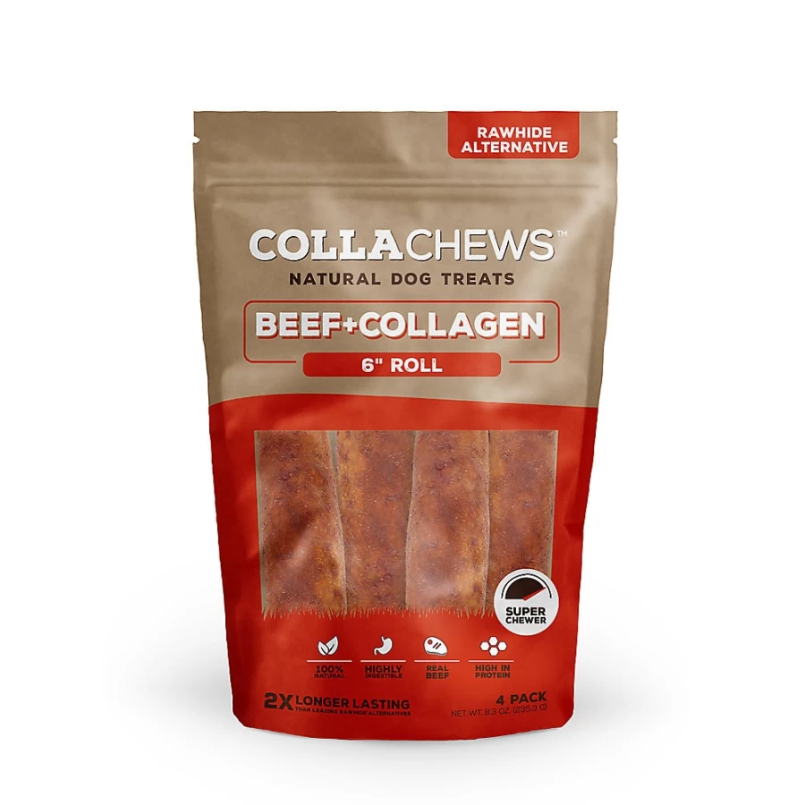PetSmart Beef & Collagen Dog Chews - Rawhide-Free, Healthy 6-Roll Treats, 4-Pack for Dental Care