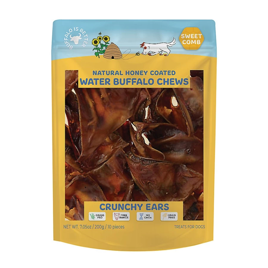 Crunchy Water Buffalo Ears Dog Treats by PetSmart – Sweet Comb Honey Coated Chews for Dogs