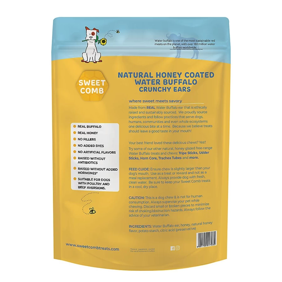 Crunchy Water Buffalo Ears Dog Treats by PetSmart – Sweet Comb Honey Coated Chews for Dogs