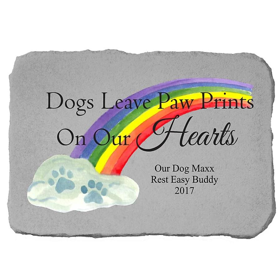 "Personalized Kay Berry Dog Memorial Stone - Custom Paw Prints with Rainbow - PetSmart"