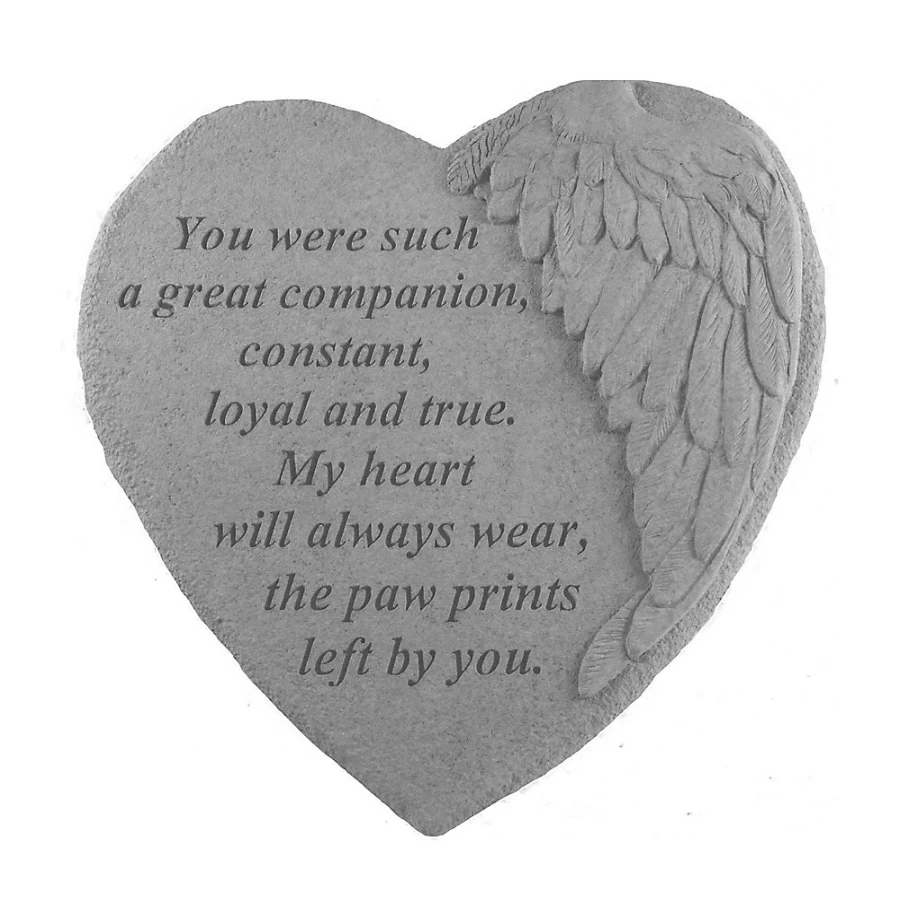 "PetSmart Kay Berry Heart Shaped Pet Memorial Stone - Angel Wings Design for Beloved Pets"