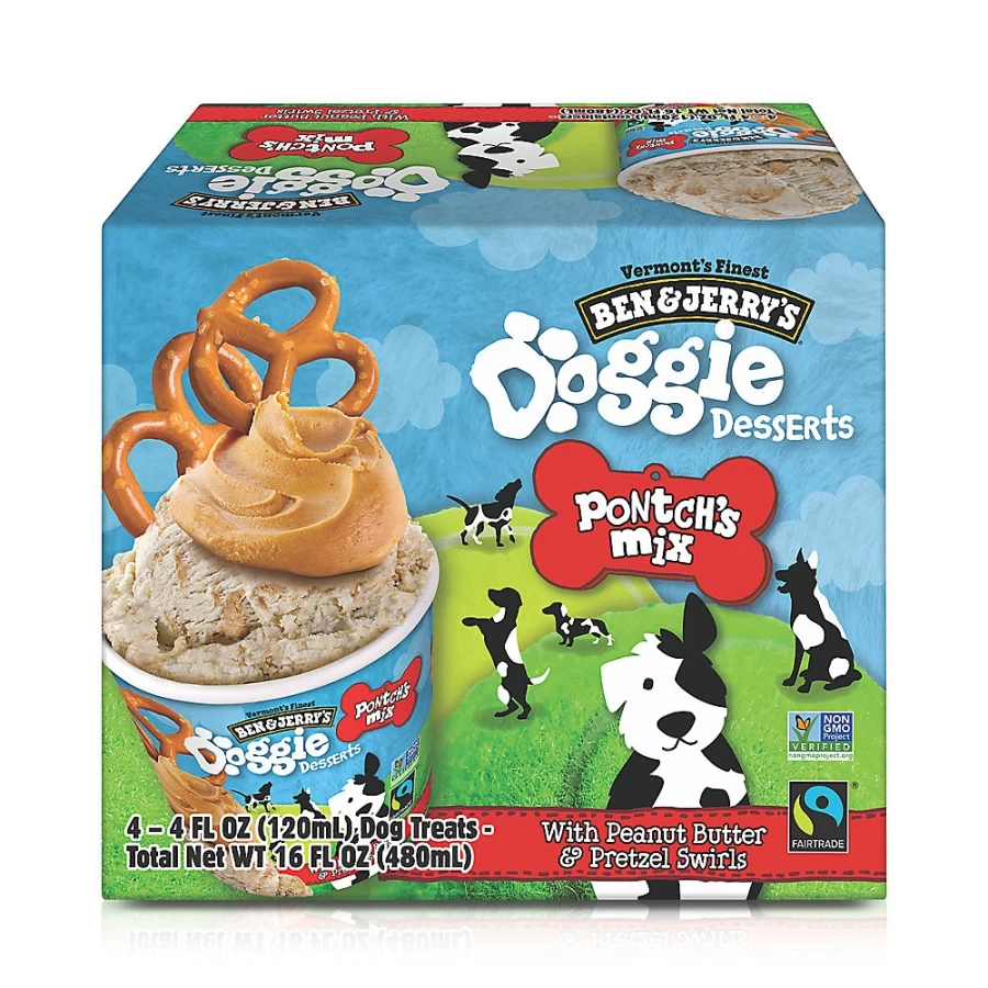 PetSmart Ben & Jerry's Pontch's Mix Peanut Butter Pretzel Swirl Frozen Dog Treats for Adult Dogs
