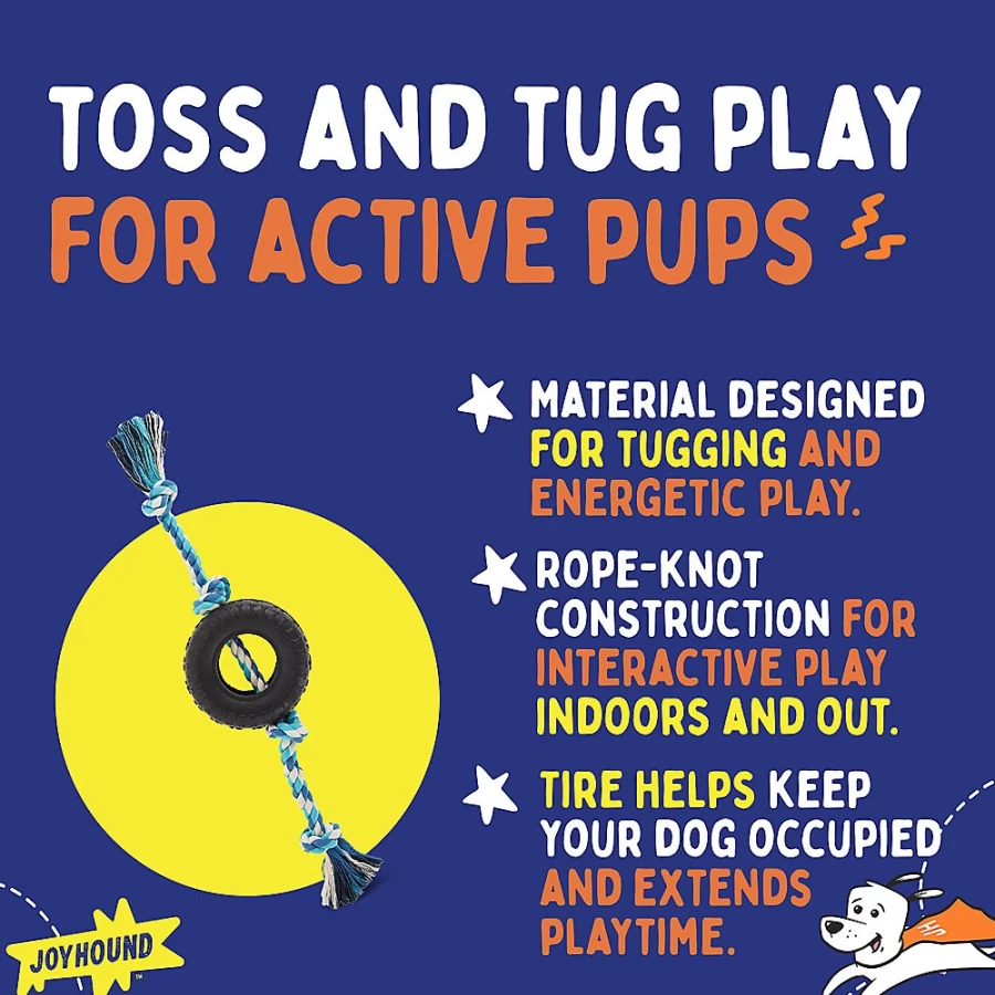 PetSmart Joyhound Durable Rubber Tire & Knotted Rope Interactive Dog Toy for Play