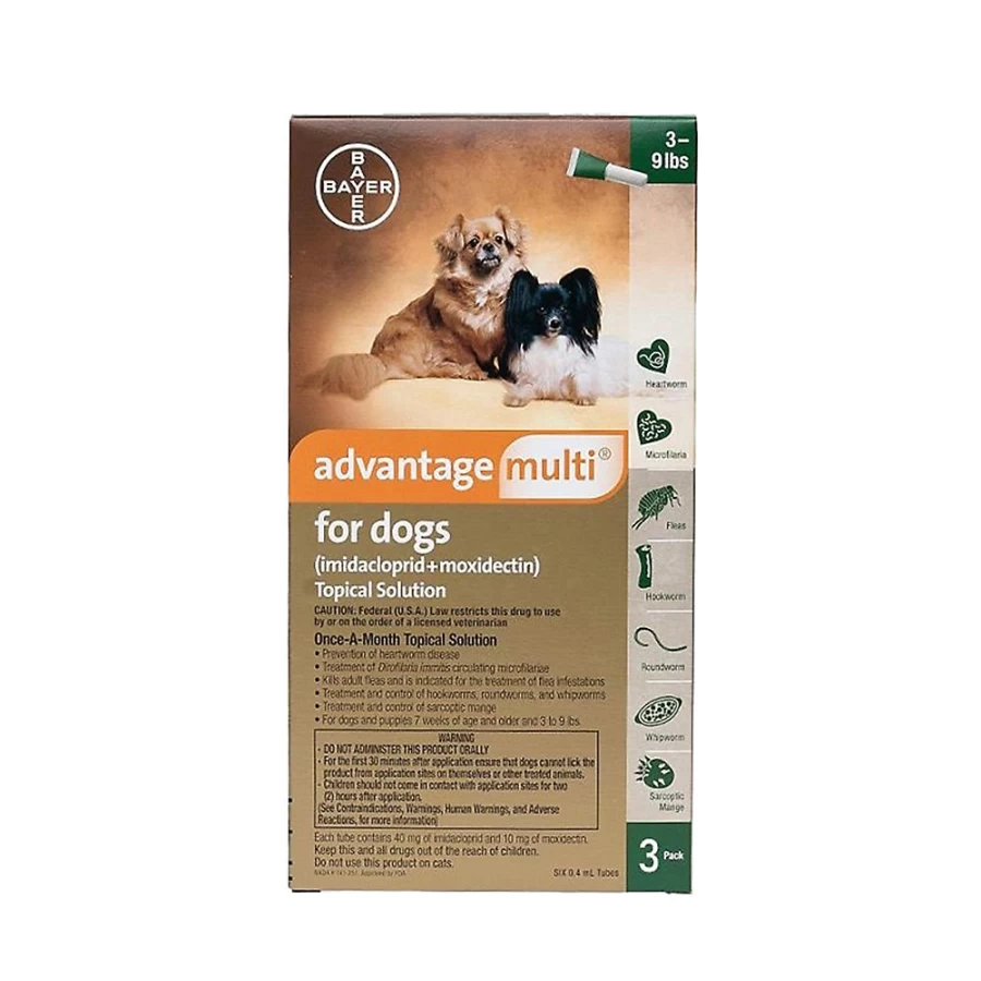 "PetSmart Advantage Multi Topical Solution for Small Dogs 3-9 lbs – Green Formula Flea & Heartworm Prevention"