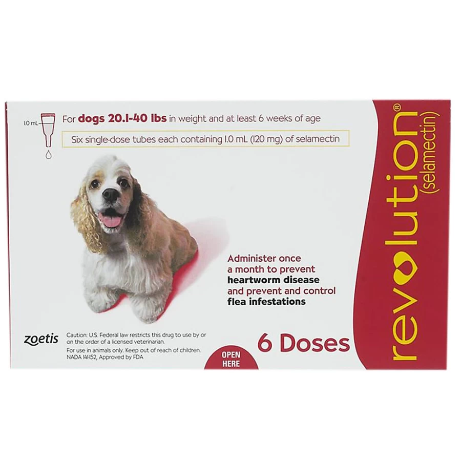 "PetSmart Revolution Topical for Dogs 20.1-40 lbs – 3 Month or 6 Month Flea & Tick Treatment Supply"